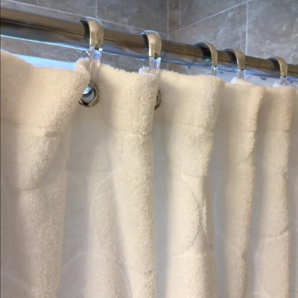 White Fabric Shower Curtain for Bathroom